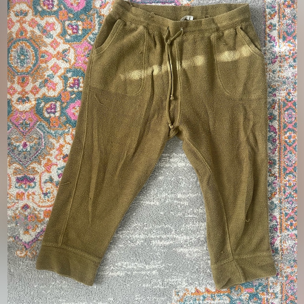 Free People knit pull on cropped jogger pants, green